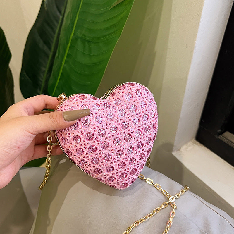 Mini Love Shape Sequin Clutch