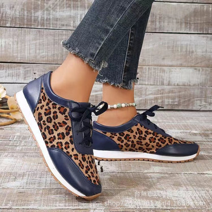 Leopard Print Lace-Up Casual Sports Shoes