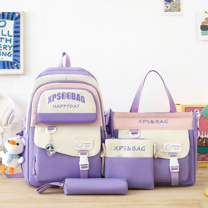 Four-piece Ins Schoolbag For Junior And Senior High Schools