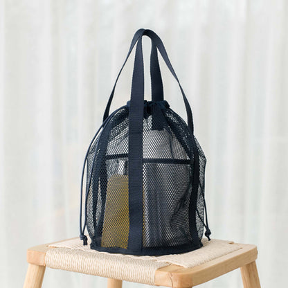 Mesh Hollow Out Drawstring Travel Storage Handbag