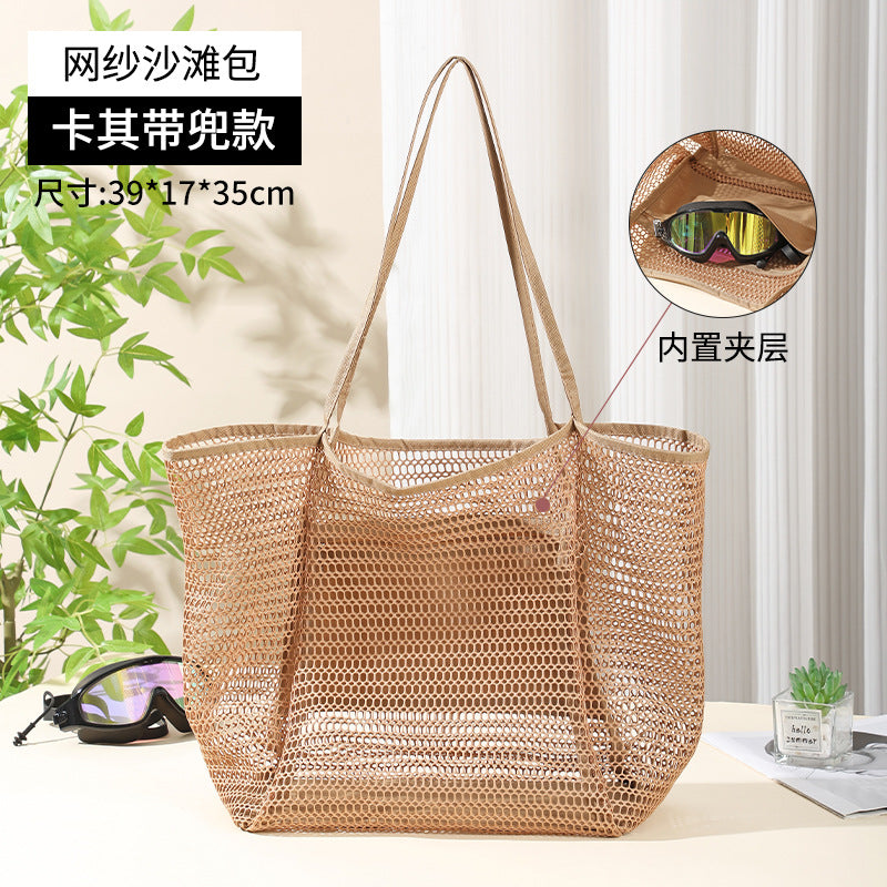 Portable Portable Beach Bag Travel Bag Sandwich Grid