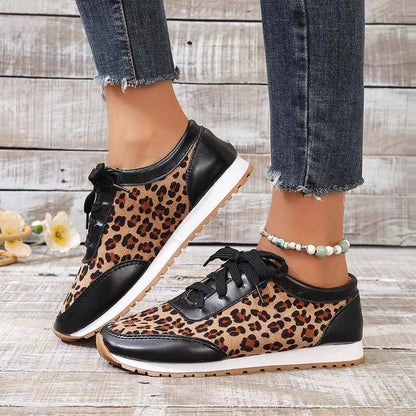 Leopard Print Lace-Up Casual Sports Shoes