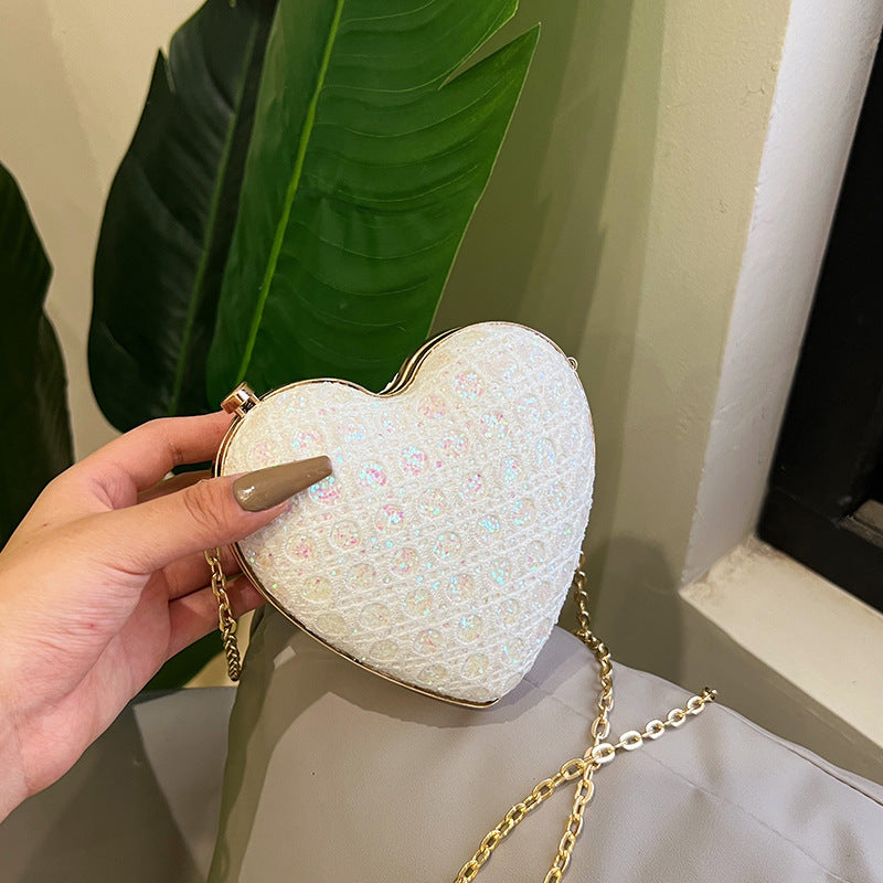 Mini Love Shape Sequin Clutch