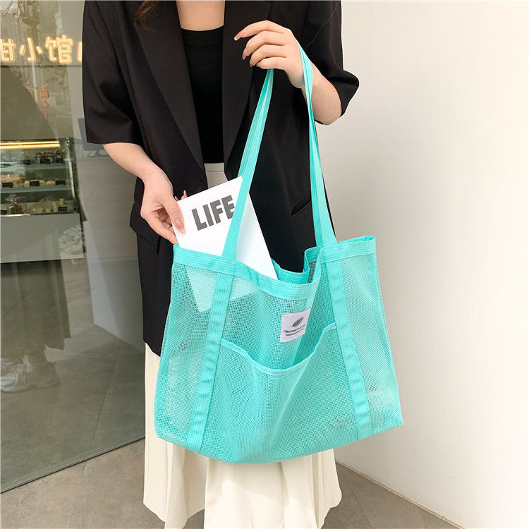 Transparent Mesh Shoulder Shopping Bag