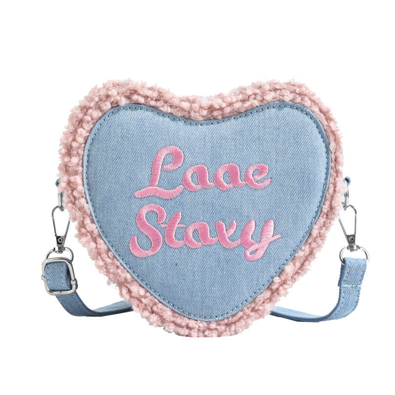 Heart-shaped Embroidered Crossbody Bag