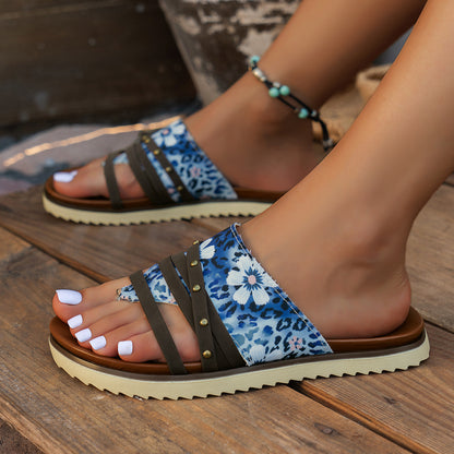 Leopard Print Beach Roman Sandals