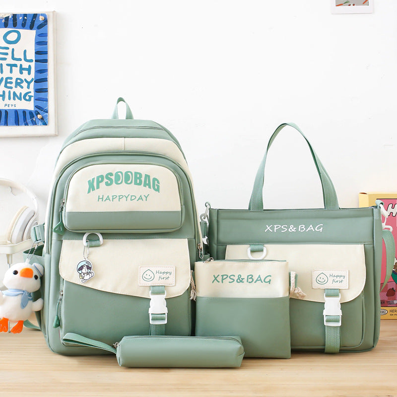 Four-piece Ins Schoolbag For Junior And Senior High Schools