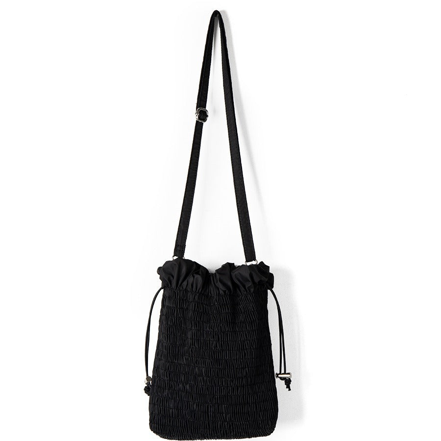 Pleated Nylon Drawstring Crossbody Bag