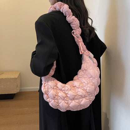 Pleated Cloud Drawstring Shoulder Crossbody Bag