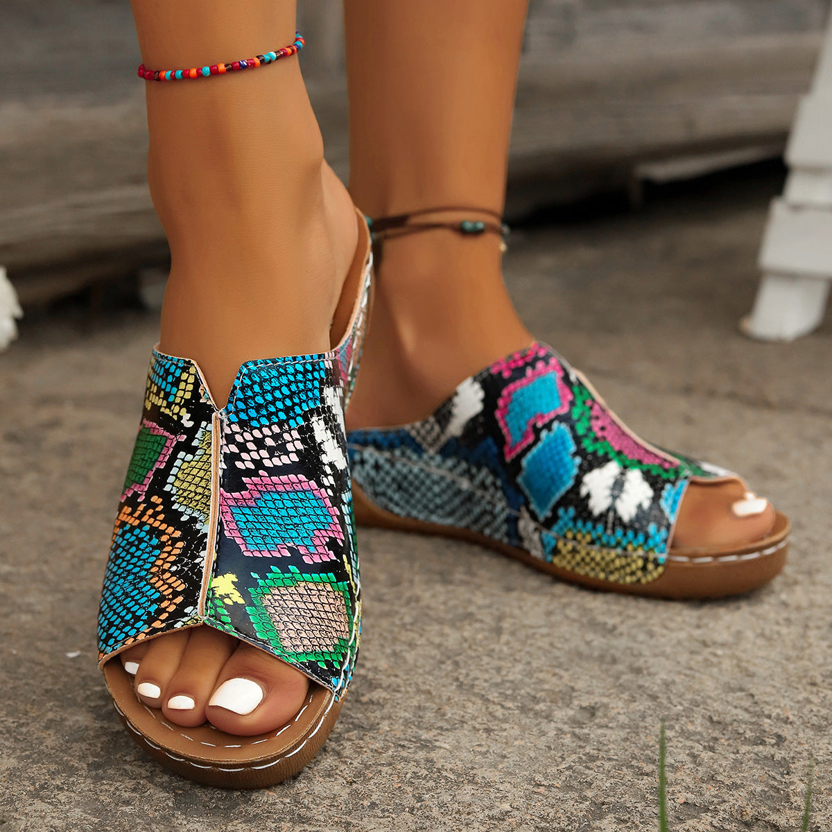 Leopard Print Wedge Sandals