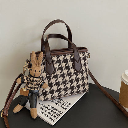 Houndstooth Shoulder Messenger Bag