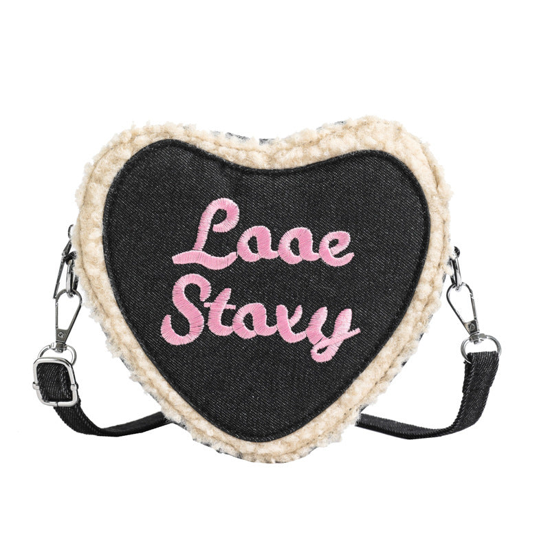 Heart-shaped Embroidered Crossbody Bag