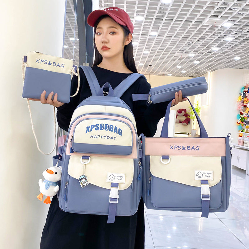 Four-piece Ins Schoolbag For Junior And Senior High Schools