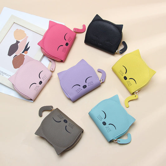 Women's Leather Card Holder with Cartoon Pendant