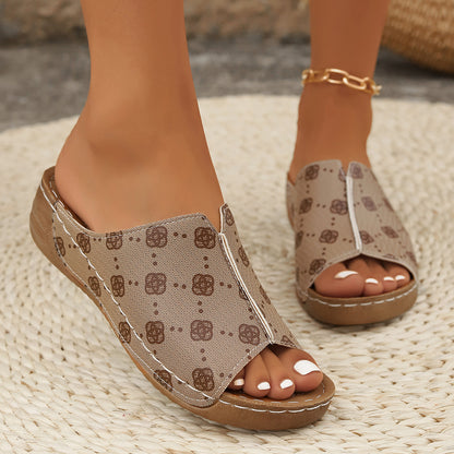 Leopard Print Wedge Sandals