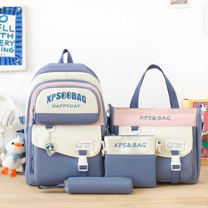 Four-piece Ins Schoolbag For Junior And Senior High Schools