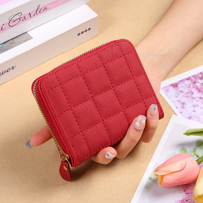 Fashion Plaid Embroidered Card Holder Mini Ladies