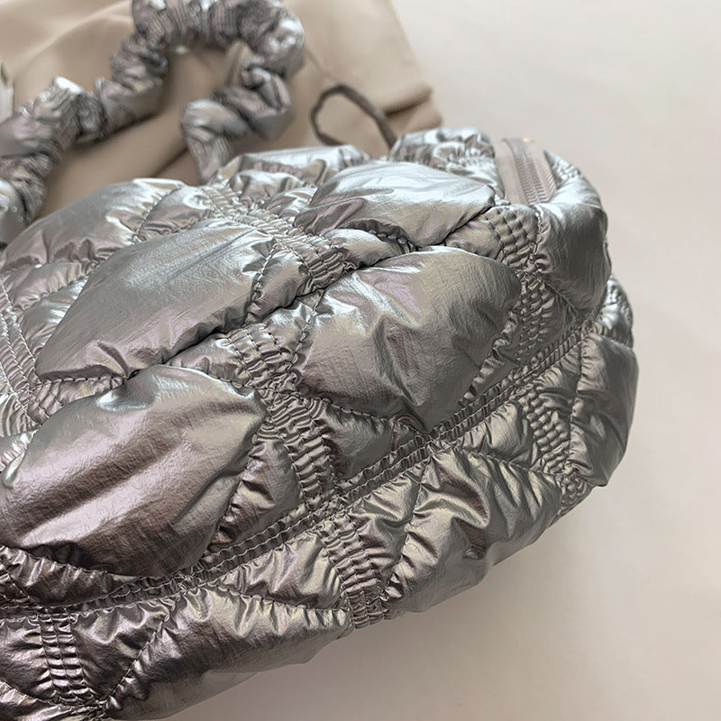 Fashion Shiny Silver Shoulder Underarm Cloud Bag