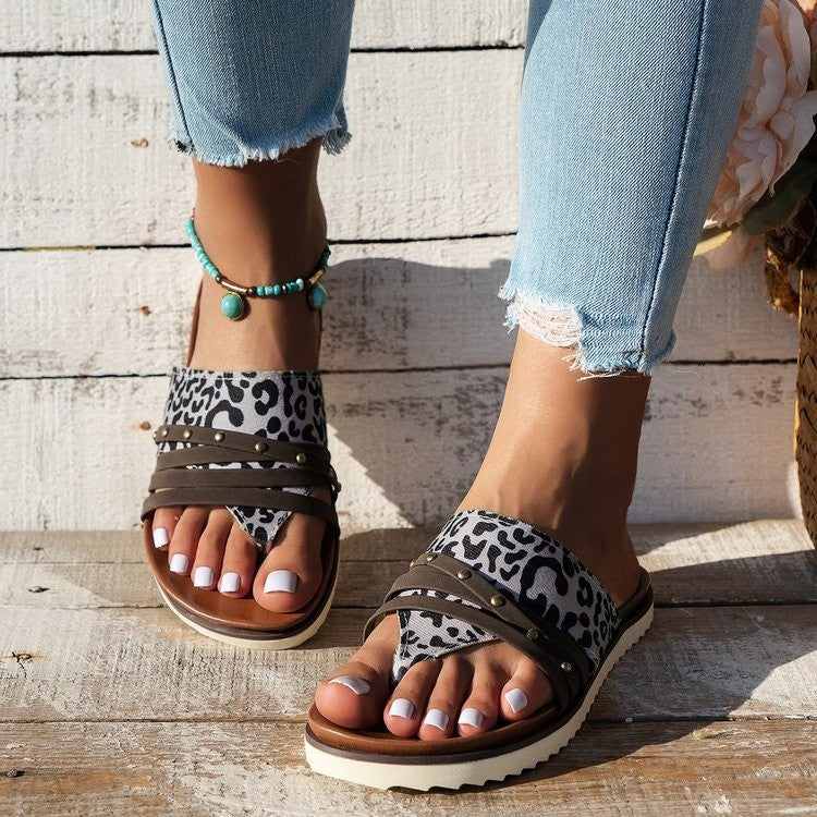 Leopard Print Beach Roman Sandals