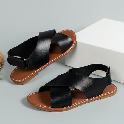 Retro Wide Strap Open Toe Sandals