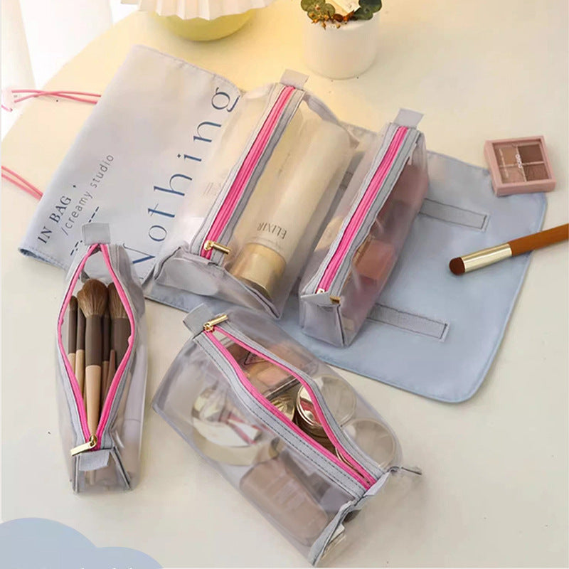 Portable Folding Travel Cosmetic Bag with Detachable Compartments