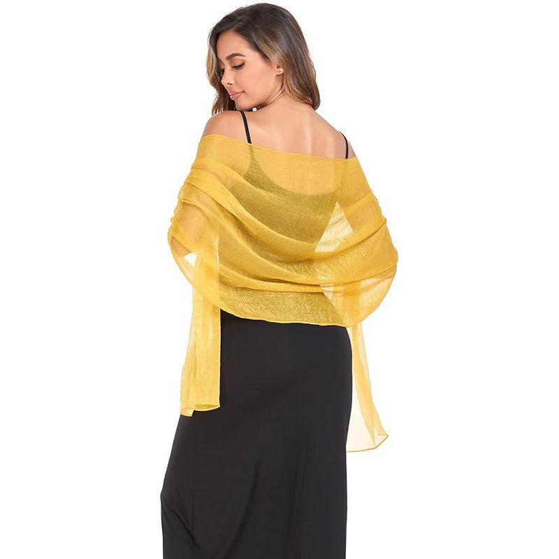 Sun Protection Clothing Chiffon Shawl Long Thin Silk Scarf