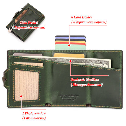 RFID Anti-lost Automatic First Layer Cowhide Wallet