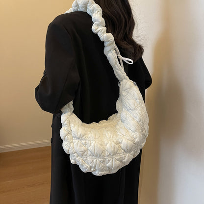 Pleated Cloud Drawstring Shoulder Crossbody Bag