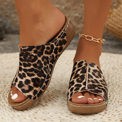 Leopard Print Wedge Sandals