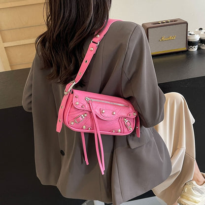 Fashionable Women's Simple Rivet Bag Shoulder Bag