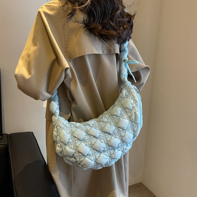 Pleated Cloud Drawstring Shoulder Crossbody Bag