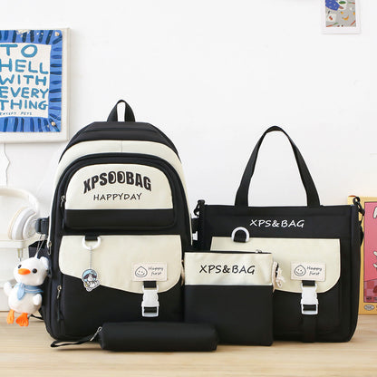 Four-piece Ins Schoolbag For Junior And Senior High Schools