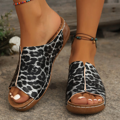 Leopard Print Wedge Sandals