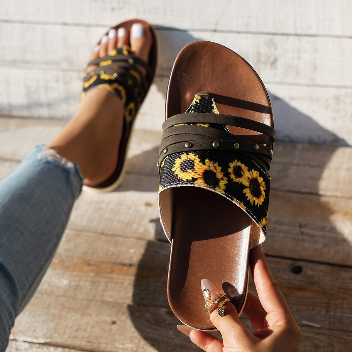 Leopard Print Beach Roman Sandals