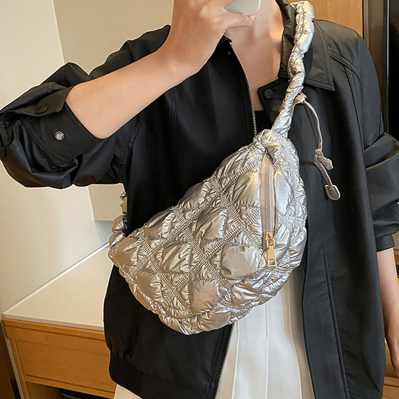 Fashion Shiny Silver Shoulder Underarm Cloud Bag