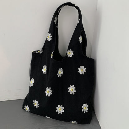 Artistic Black Butterfly Embroidered Canvas Bag