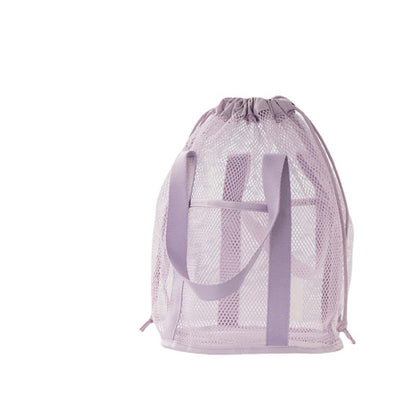 Mesh Hollow Out Drawstring Travel Storage Handbag