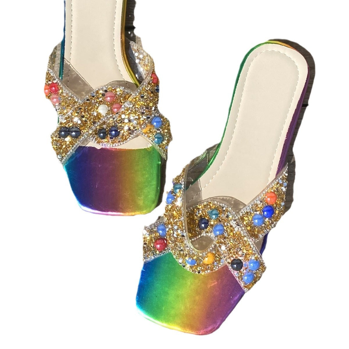 Pearl Design Flat Slippers Colorful & Chic