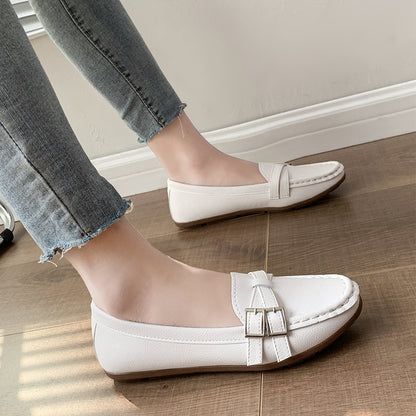 Women's Fashion Belt Buckle Single Layer Shoes