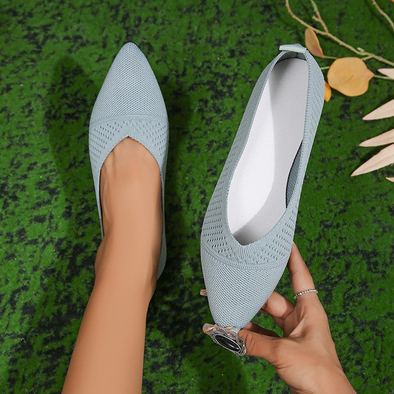 Solid Color Plus Size Pointed Flat Shoes