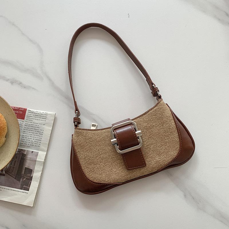 Retro High-grade Stitching Baguette Bag