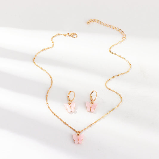 Butterfly Resin Necklace & Earring Set