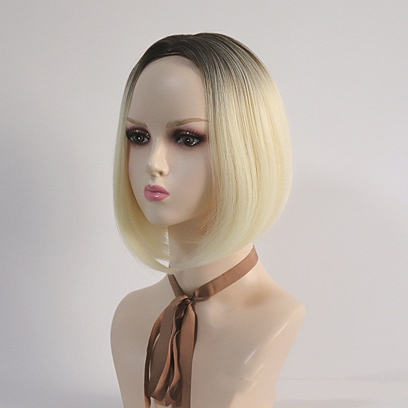 Medium Split Short Bob Gradient Wig for Women