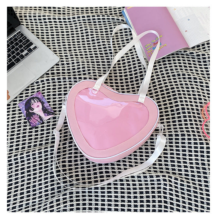 Heart-Shaped Transparent Crossbody Bag