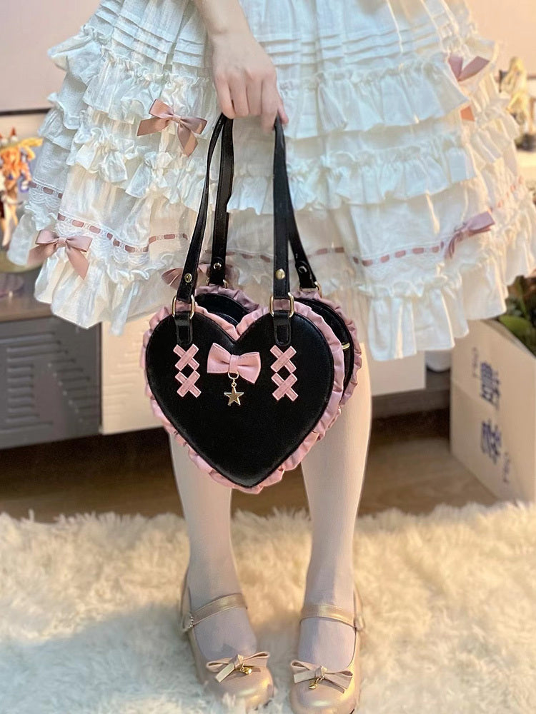 Cute Heart-Shaped Lace Crossbody Bag