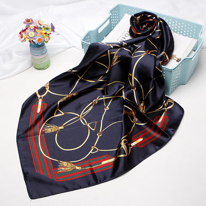 High-end Versatile Retro Printed Artificial Silk Scarf For Women