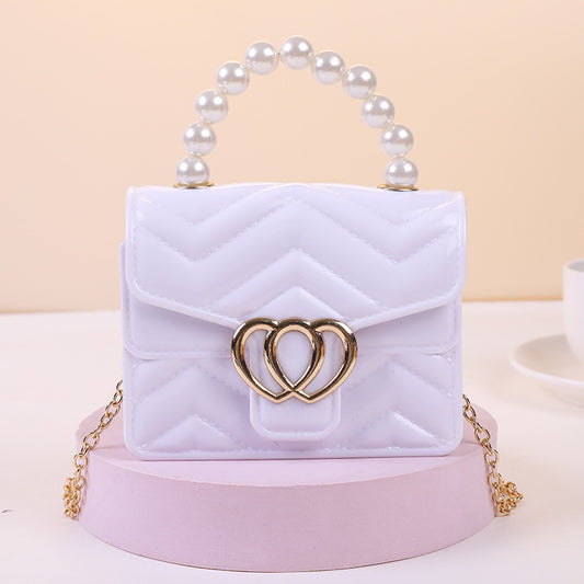 One Shoulder Messenger Mini Chain Key Pearl Jelly Bag