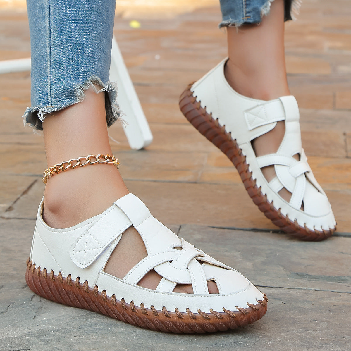 Summer Plus Size Closed Toe Hollow Sandals