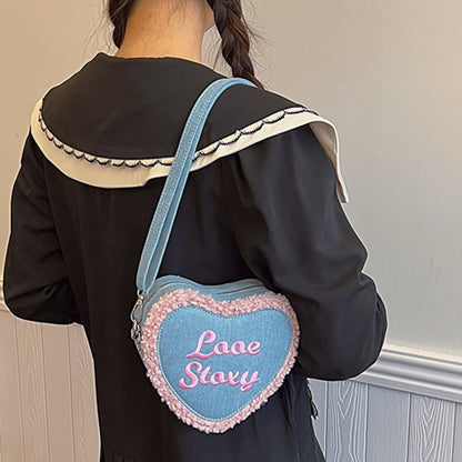 Heart-shaped Embroidered Crossbody Bag