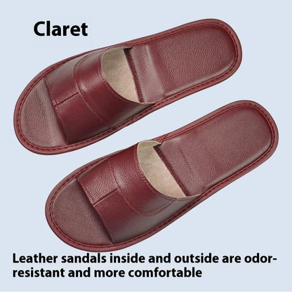 Home Indoor Non-slip Soft Bottom Cowhide Sandals